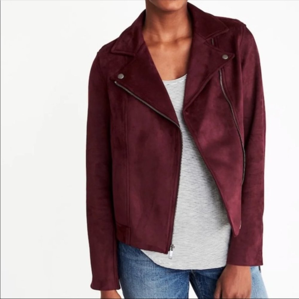 Old Navy Burgundy Maroon Moto Biker Jacket